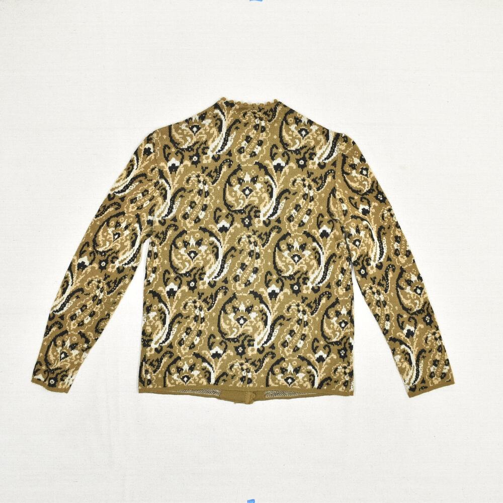 Catalina Jacquard Women's Cardigan Sweater Paisley Brown Size 36 Virgin Wool VTG - Picture 3 of 8